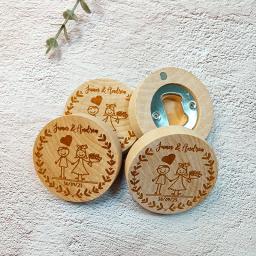 Ímãs de geladeira de madeira personalizado abridor de garrafa geladeiras decoração foto parede mensagem ímã adesivo lembrança do presente casamento para convidado - Image 3