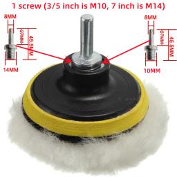 Auto-adesivo CarPolishing Disc, Lustro Esponja De Enceramento, Roda De Lã, Almofada De Polimento Para Polidor De Carro, Adaptador De Broca, 3 ", 5", 7 ", 8Pcs, Conjunto - Image 2