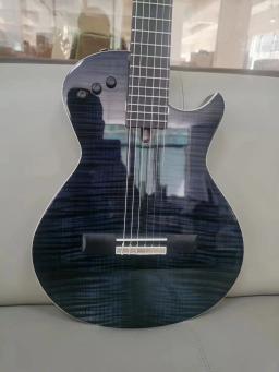 Guitarra elétrica portátil com efeito embutido, bonito Sunset Flame Maple, silencioso, corda de nylon, viagem, clássica, alta qualidade - Image 6