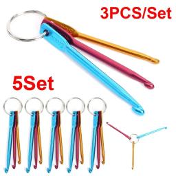 Multicolor Mini Crochet Agulhas, Alumínio Keychain, Crochet Ganchos, DIY Artesanato Ferramentas, Tricô, Tecelagem, Cabelo, 5Set, 3Pcs - Image 1