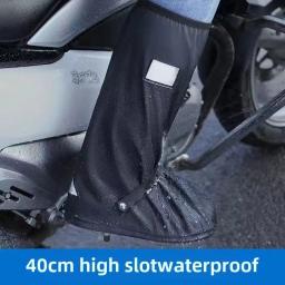Chuva engrossado bota sapato capa preto à prova dwaterproof água com refletor alta superior antiderrapante sapatos capas de poeira da motocicleta bicicleta capa de chuva - Image 4