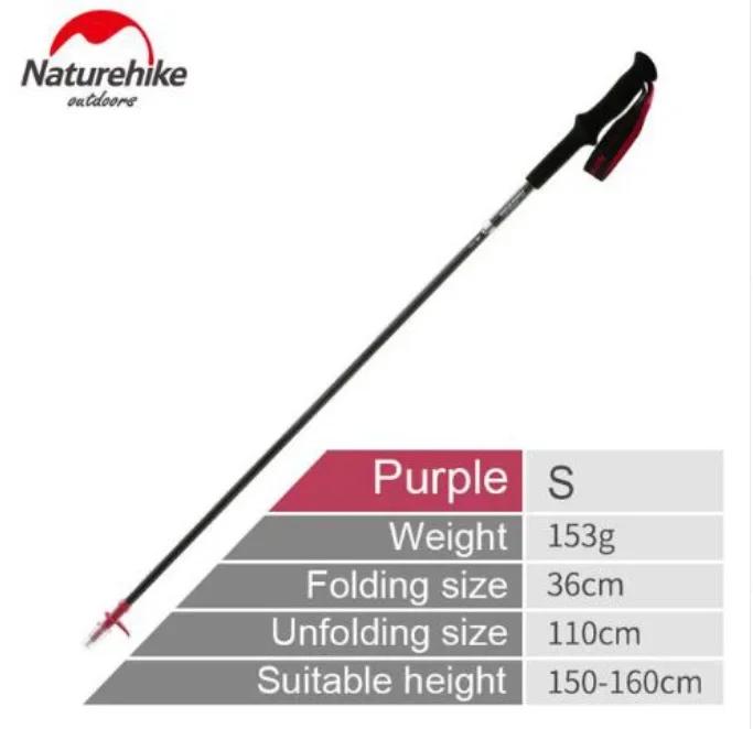 Naturehike-Ultraleve Foldable Trekking Pole, Carbon Fiber Walking Stick, 4 Seções, NH18D020-Z - Image 1