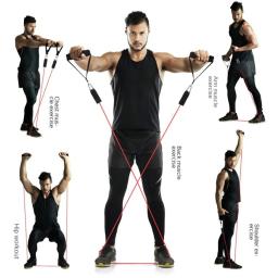 Corda de tensão multifuncional para fitness, 5 tubos, elástica, pedal de ioga, faixa de resistência, corda de tensão para alongamento, treinamento de abdômen - Image 4