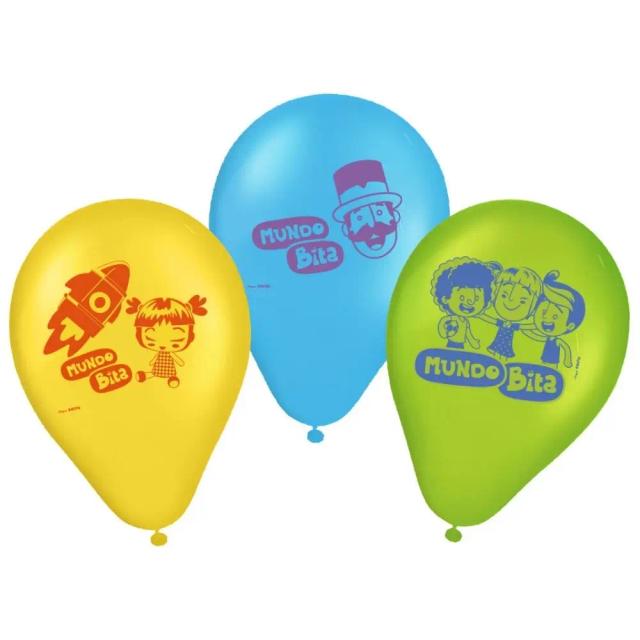 Bexigas Balão Festa Mundo Bita 9 Polegadas - Pacote com 25 Unidades