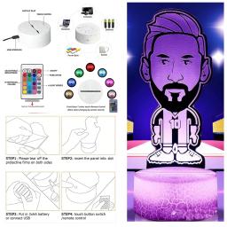 3D Ilusão LED Night Light, Caráter do Futebol, Messi, Toque Luminoso, Criança Nightlight, Kids Bedroom Decor, Candeeiros de Mesa, Presentes - Image 6