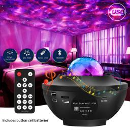 Projetor de luz noturna estrelada para quarto, projetor galáxia, alto-falante de música, som ativado, controle remoto, temporizador, projetor estrela - Image 1