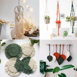 Macrame Craft Kit para Iniciantes, Plant Hanger Artes, Artesanato Decoração, Handmade Corda de Algodão Colorido, Twisted String, DIY Set, 100m - Image 4