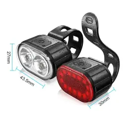 LED USB recarregável luzes de bicicleta, lâmpada de bicicleta, impermeável, frente e verso, iluminação de bicicleta, farol, lanterna traseira - Image 2