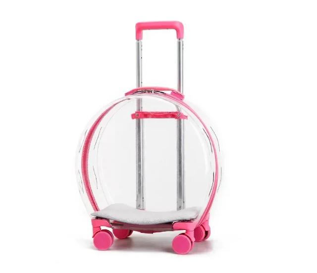 Carrinho Transparente com Rodas para Transporte de Animais de Estimação: Mochila e Acessórios para Viagem com Cachorros e Gatos