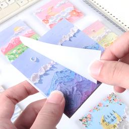 Pintura a óleo Notas pegajosas, Bonito Kawaii Floral Memo Pad, Post Notepad, Papelaria de arte estética, Checklist Planner Tabs, Novidade - Image 6