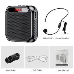 Amplificador de voz recarregável portátil, alto-falante de áudio megafone, alto-falante com microfone, professores guia turístico, 5W, 2400mA - Image 6