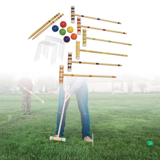 Divirta-se no Jogo de Croquet com Borrachas de Madeira: Esporte ao Ar Livre para Famílias e Grupos de Até 6 Jogadores