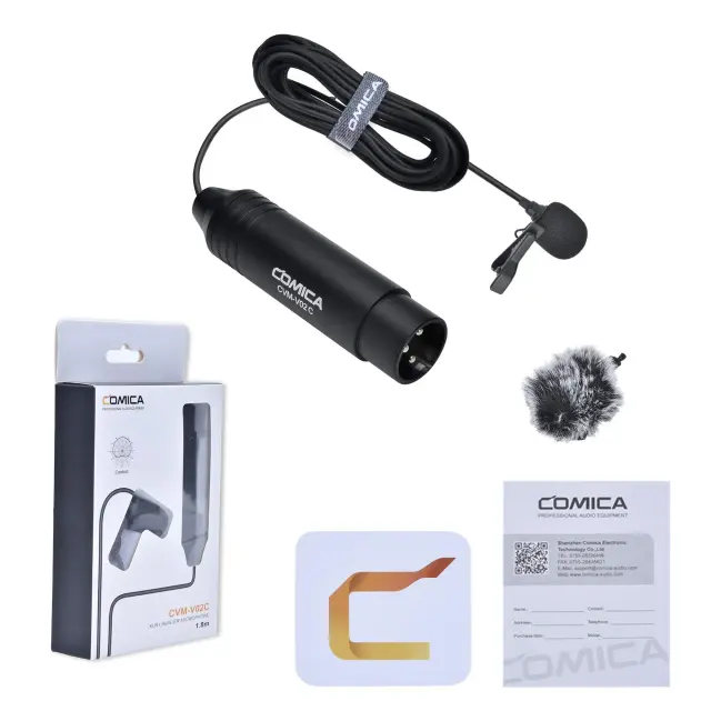 Microfone de Lapela Comica para Câmeras Canon, Sony e Panasonic - Compatível com Zoom H4n, H5, H6 e Tascam DR-40, DR-100, CVM-V02C, XLR