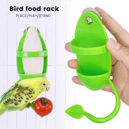 Alimentador De Alimentos De Papagaio Com Perching Frame Alimentador De Gaiola De Pássaro Divertido Brinquedo de plástico Suprimentos de alimentação para animais de estimação - Image 6