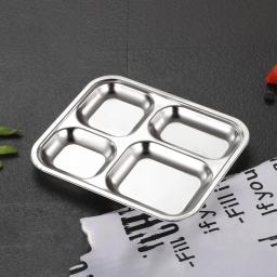 Placa De Jantar De Aço Inoxidável para Crianças e Adultos, Compartimento, Bandeja De Comida, Almoço, Fruta, Lanche, Tigela, Louça De Cozinha - Image 4