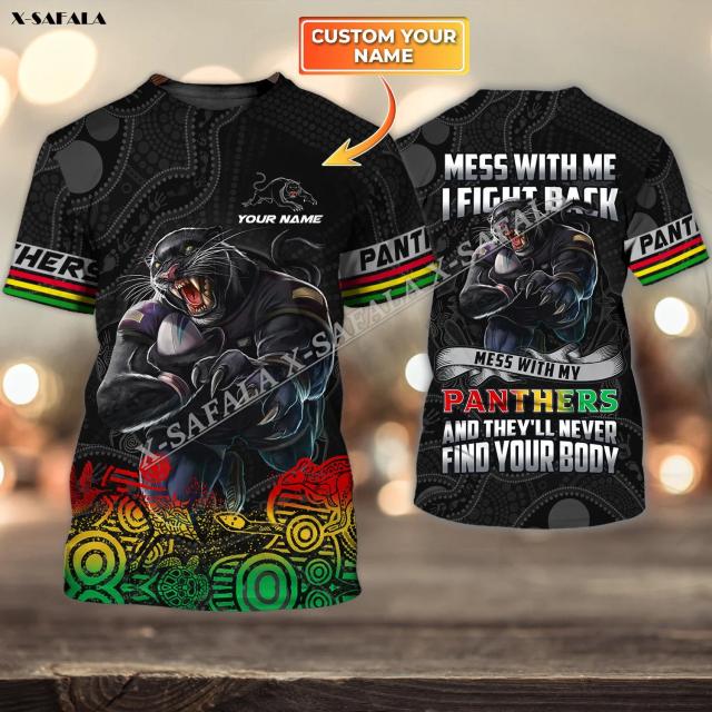 Camisa Casual 3D em Fibra de Leite dos Australian Rugby Panthers para Homens e Mulheres - Respirável e de Alta Qualidade para o Verão, Ideal como Presente Adulto