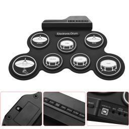 Conjunto de bateria eletrônica usb roll-up silicone tambores almofada digital dobrável elétrico portátil tamanho compacto kit mão prática com pedal - Image 2