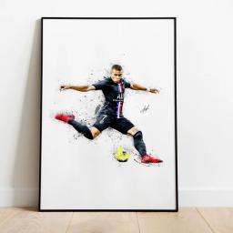 Abstrato aquarela atleta Poster Print, Lionel Messi Mbappé e Neymar, Pintura em tela, Wall Art for Living Room, Home Decor - Image 2