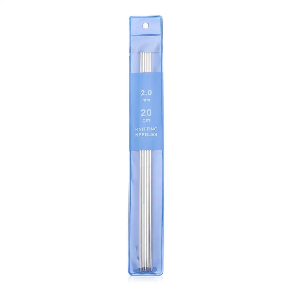 Agulhas de tricô retas de aço inoxidável, Crochet Hook, DIY Sweater Weave Knitting Tools, Acessórios de costura, 20cm, 5Pcs por conjunto - Image 1