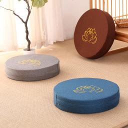 Almofada de meditação para ioga, redonda, espessada, bordada, lótus, com encosto e travesseiro, 40*6cm, tatami é removível e lavável - Image 6
