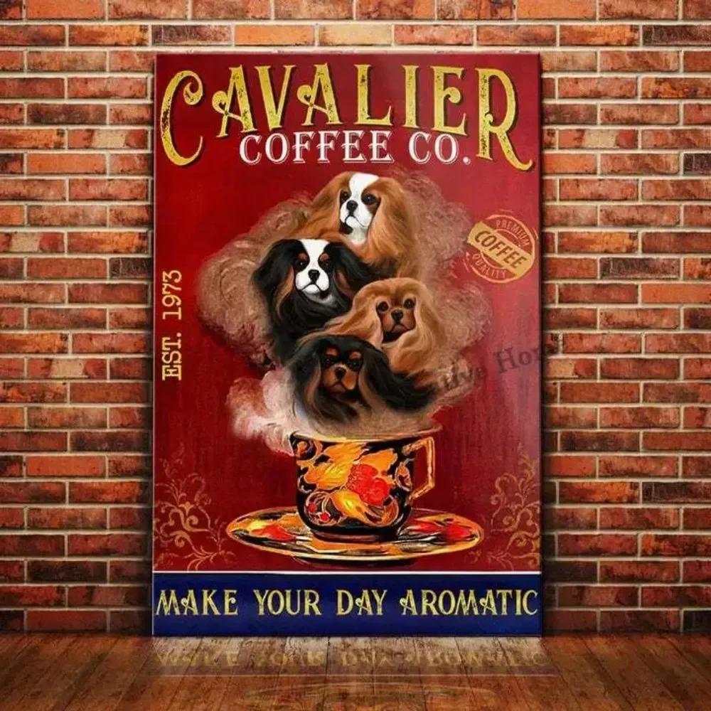 Vintage cavalier king charles spaniel sinal de metal retro café decoração da parede para casa bar pub café x Polegada placa estanho - Image 1