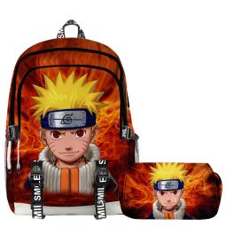 Mochila e lápis Naruto Anime para crianças, meninos, meninas, conjunto de mochila de dois andares, mochila escolar impermeável para adolescentes, 36 estilos - Image 3