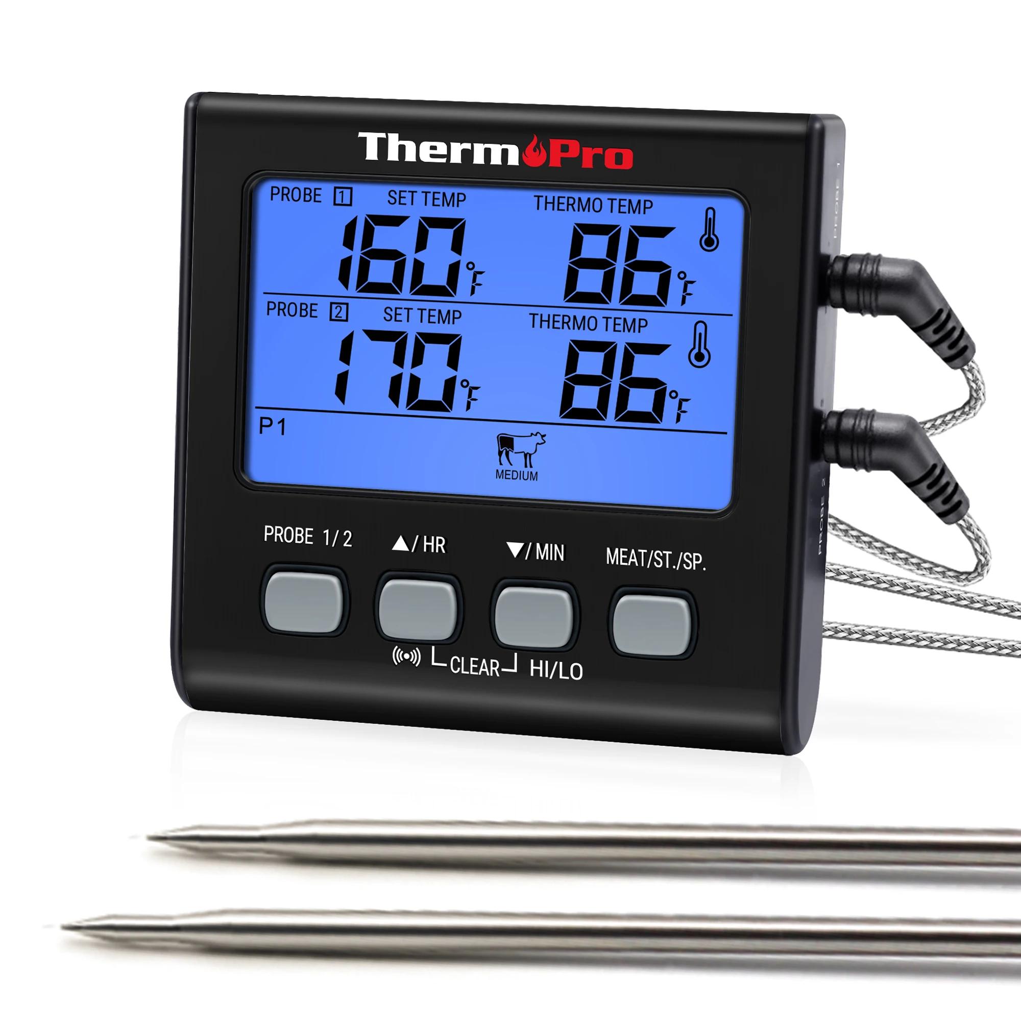 ThermoPro-Termômetro Digital LCD com Sonda Dupla, Termômetro de Cozinha, Sonda Dupla, Churrasco, Forno, Carne, Grill, TP17, Retroiluminação Digital - Image 1