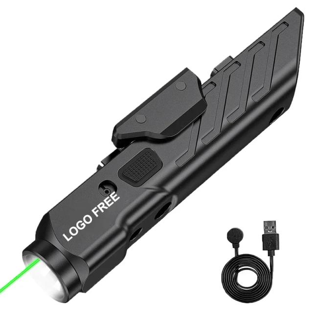Combo de Lanterna Recarregável com Laser Verde Tático de 1700 Lumens - Montagem M&P e Magnética, Logotipo Personalizável