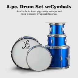 Conjunto de instrumentos musicais profissionais para crianças, kit de bateria para presente Hot Junior, 5 peças de bateria pratos e fezes, 2023 - Image 4
