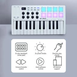 Hot M-VAVE 25 Teclas MIDI Controle Teclado Portátil Mini USB Controlador MIDI 25 Teclas Sensíveis Velocidade 8-Knob Teclado instrumento - Image 4