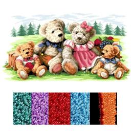 Família urso Beadwork Set, DIY Bead Bordado Kits, Circuito Patches Artesanato, 3mm Contas com Contas em Tecido Costura - Image 1