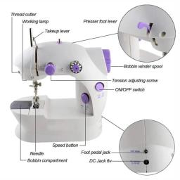 Mini máquina de costura doméstica multifuncional, portátil, elétrica, para iniciantes, faça você mesmo, artesanato, acessórios de costura de tecido - Image 2