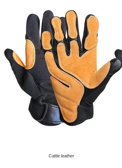 Yellow Cowhide Outdoor Tactical Rapel Luvas, Engrenagem esportiva de escalada engrossada, Rapel Gear - Image 1