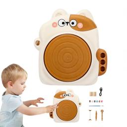 Kit De Roda De Cerâmica Infantil, Ferramentas De Argila De Escultura, Suprimentos De Arte, Velocidade Ajustável, Máquina De Cerâmica De Gato Para Trabalho De Cerâmica - Image 1