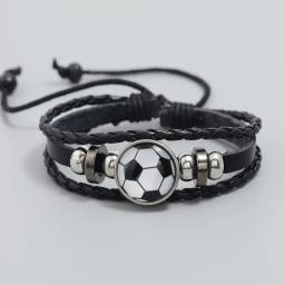 Personalizado frisado futebol fãs pulseira, couro personalizado jóias, moda europeia e americana - Image 2