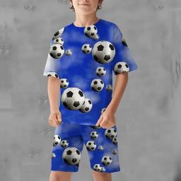 Ternos esportivos impressos em 3D para crianças, camisetas de futebol, futebol e estádios, shorts de praia, camisetas vintage, tops para meninos e meninas, roupas elegantes - Image 3