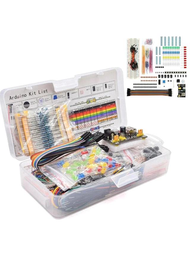 Kit Iniciante de Projeto Eletrônico DIY com Arduino UNO R3, Caixa e Conjunto Completo de Componentes e Breadboard de 830 Pontos de Ligação