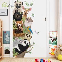 Animais bonitos adesivos de parede porta adesivo de canto decoração de casa auto-adesivo decoração do quarto dos miúdos decoração do quarto do bebê - Image 6