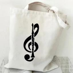 Bolsas femininas nota de música batimento cardíaco bolsa de lona bolsa engraçada para adolescente moda sacola design marca saco lateral para senhoras - Image 4