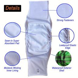 Fralda lavável para cães masculinos, Cute Plaid Pattern, Pet Physiological Sanitary Pants, Fraldas à prova de vazamento reutilizáveis, Nappy Belly Bands Wrap - Image 3