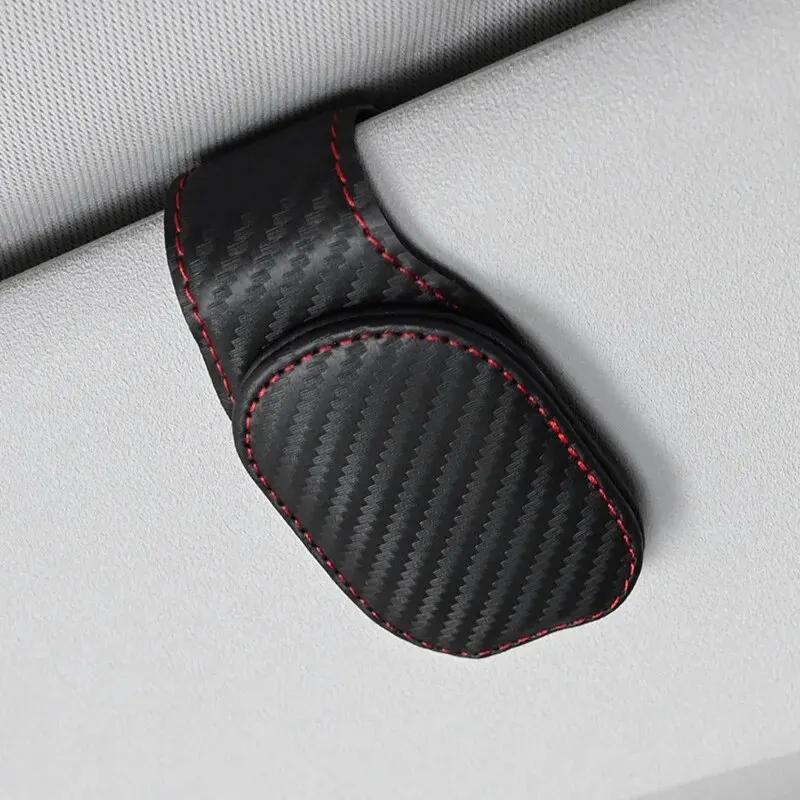 Universal Car Auto Sun Visor Eyeglass Hanger Suporte de óculos de couro Clipe magnético multifuncional Acessórios de armazenamento de automóveis - Image 1