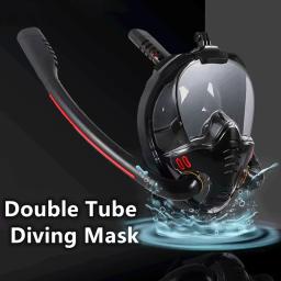 Tubo duplo Silicone Snorkeling Máscara, Full Dry Mergulho Máscara, Adulto Óculos De Natação, Auto-contido, Respiração Subaquática - Image 1
