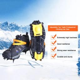 Grampos de aço inoxidável empacotadas 10 dentes Kits de escalada de gelo ajustável com bolsa de transporte, caminhadas, pesca, jogging, 1 par - Image 4