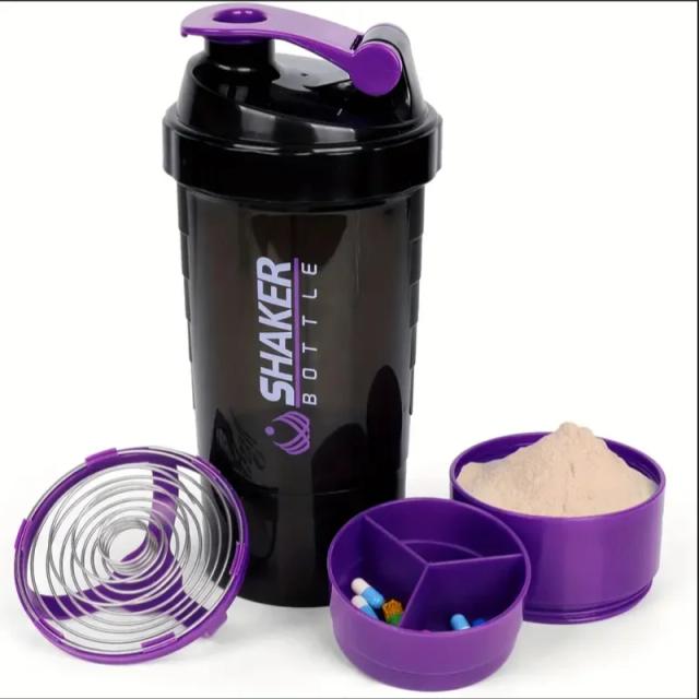 Garrafa Shaker 2 Camadas para Proteína em Pó e Água Esportiva