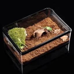 Caixas de alimentação transparentes para répteis, caixa de reprodução de répteis anfíbios, recipiente ventilado para incubação, tanques de terrário para répteis - Image 4