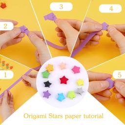 Multicolor Estrela De Papel De Origami, Cor Gradiente, Tiras De Decoração De Papel, Artesanato De Arte De Mão DIY - Image 5