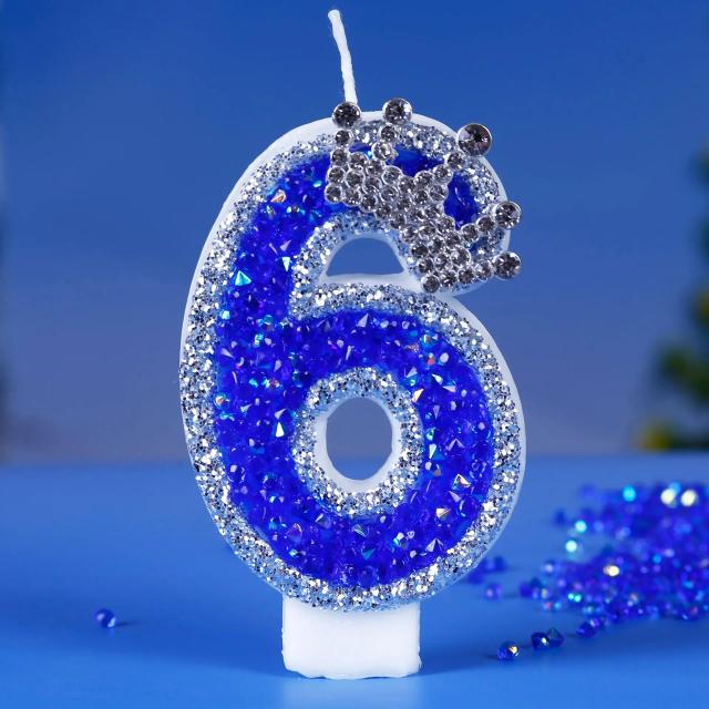 Número de Vela para Aniversário Infantil com Coroa Brilhante - Decoração Digital para Bolos e Festas