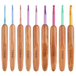 9Pcs Bambu Agulhas De Tricô Set Crochet Ganchos 2-6mm Crochet para Weave Fio Handle Agulhas De Costura Ferramenta Knitting Crochet Kit - Image 1