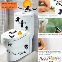 1 folha de decoração de halloween adesivo de parede halloween abóbora bruxa janela adere adesivos diy decoração de janela de vidro adesivos - Image 5