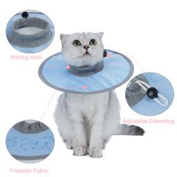 Colar protetor do cone do gato do colar do animal de estimação anti-mordida que lambe o pescoço com nervuras ajustáveis - Image 2